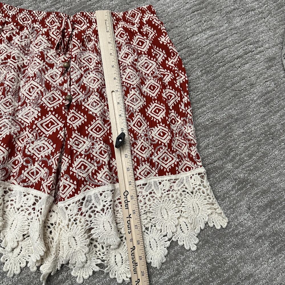 Solitaire Kimono Shorts Set Womens Large Red White Crochet Boho Festival New - Picture 7 of 16